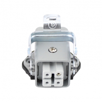 Preview: Industriesteckverbinder - Sockelgehäuse gewinkelt + Buchse 4 Polig 10A - Metall